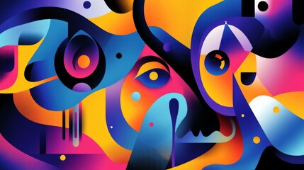 A vibrant digital illustration showcasing abstract shapes and colors, creating an eye-catching composition that highlights the creativity and versatility of graphic design