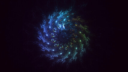 Fototapeta premium 3D manual rendering abstract blue fractal light background. Its not AI Generatd illustration.
