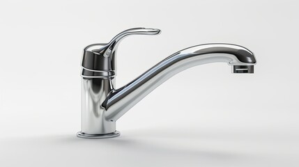 A silver faucet with a silver handle
