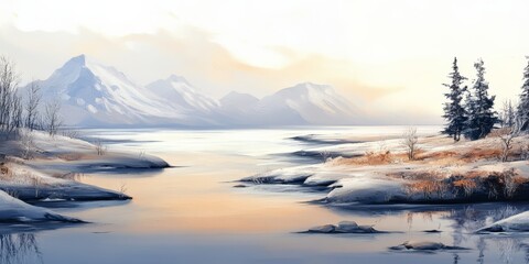 Obraz premium Artistic representation of an outdoor Arctic landscape in PNG.