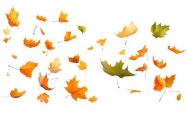 Obraz premium PNG file captures the beauty of autumn leaves descending.