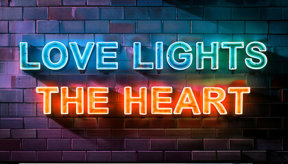 Obraz premium Love lights the heart word