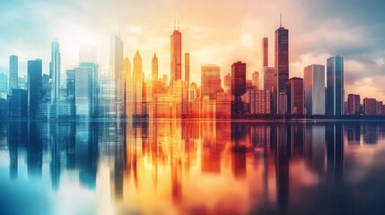 A vibrant photo of a city skyline with financial district buildings, symbolizing the connection between urban development and business growth, perfect for corporate branding