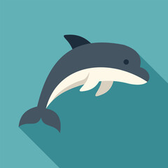Playful dolphin jumping out of water flat design illustration