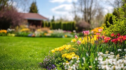 Vibrant Flower Garden in Springtime