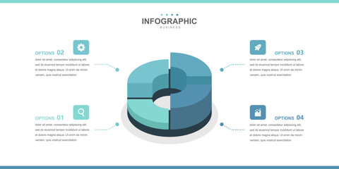 Graph chart statistic data Infographic elements template, Business concept Timeline 4 steps for report and presentation economic diagram illustration