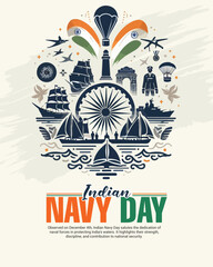 Indian Navy Day social media post banner template