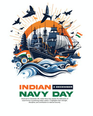 Indian Navy Day social media post banner template