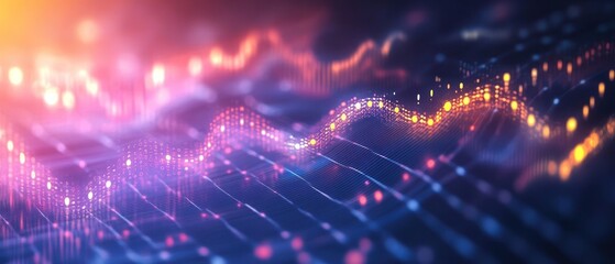 Obraz premium Abstract visualization of data with vibrant waves and light effects.