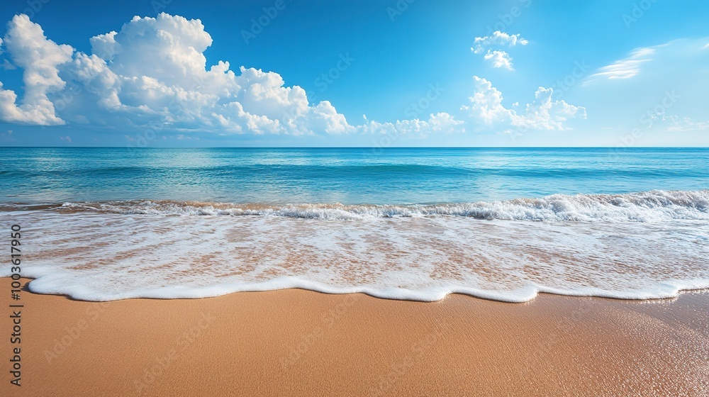 Poster Beautiful empty tropical beach and sea landscape background  