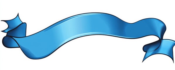 Line art illustration of a blue banner ribbon set against a plain white backdrop.