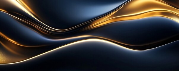 Abstract golden and black waves, fluid pattern