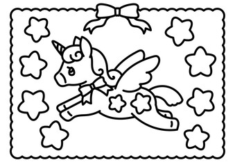 スターユニコーンのリワードステッカーチャート塗り絵⭐︎10回分　A4サイズ