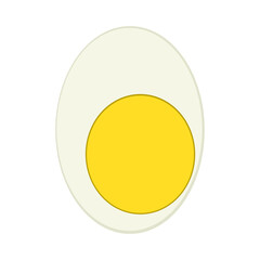 Slice half a boiled chicken egg on transparent background