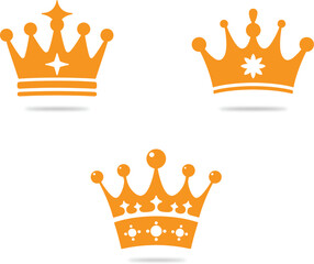 Royal King and Queen Crown Icon Set Vector illustration on White Background.
