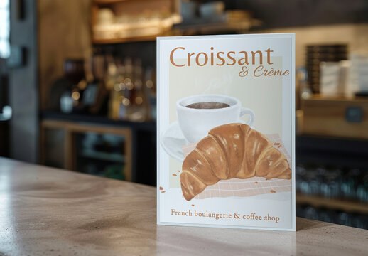 Cafe Acrylic Menu Sign Mockup With Generative AI