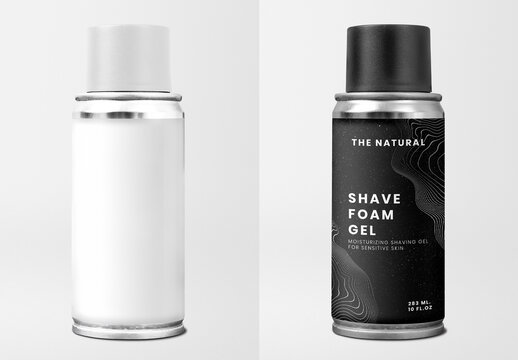 Branding Aerosol Spray Shave Foam Bottle Mockup