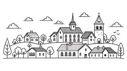 Village skyline drawing trend
