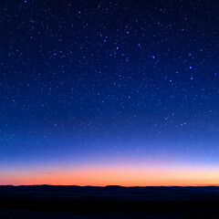 Fototapeta premium Night Sky with Stars Over a Silhouetted Landscape - Illustration