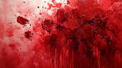 Vibrant red splashes and splotches with subtle hints of darker red tones, creating a sense of spontaneity