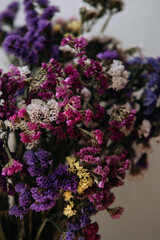 a bouquet of multi-colored dried flowers