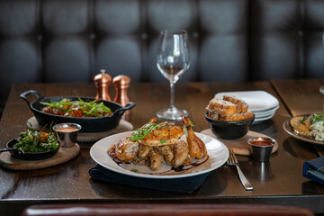 Smorgasbord spread out on table in dining room