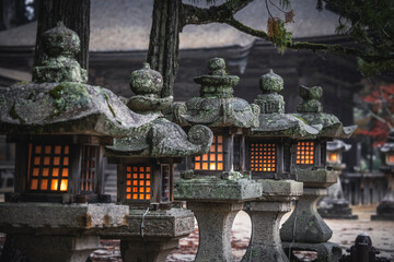 Obraz premium detail of stone over light sculputures
