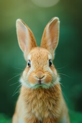 Obraz premium A close-up of a brown rabbit looking at the camera. AI.