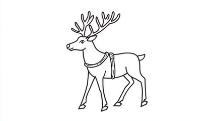 Simple outline of a reindeer with a simple harness.