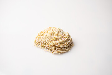 ramen noodles on the white background