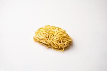 ramen noodles on the white background