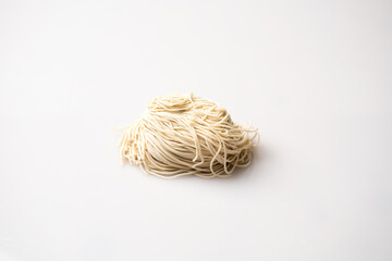 ramen noodles on the white background