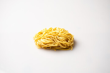 ramen noodles on the white background