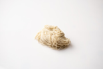 ramen noodles on the white background