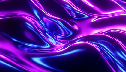 Fototapeta premium Abstract Liquid Flow of Purple and Blue Metallic Waves – Shiny Reflective Digital Art with Glossy Surface and Futuristic Aesthetics
