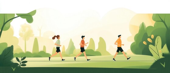 Fototapeta premium People jogging in a park