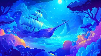 Fototapeta premium Moonlight Sailing