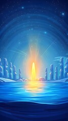 Mystical Night Sky with Stone Pillars