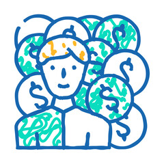 money earning manager doodle icon sketch vector. money earning manager sign. isolated symbol illustration