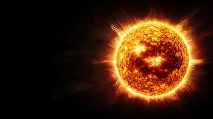 Vibrant image of a blazing sun with rays extending into the darkness, symbolizing energy and light in the universe.