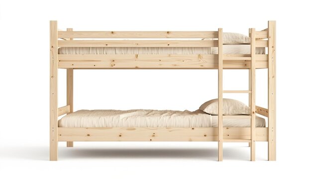A bunk bed on solid white background, single object