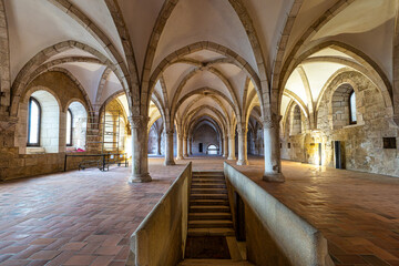 Fototapeta premium The dormitory of Alcobaca monastery, Mosteiro de Santa Maria de Alcobaca at Alcobaca, Portugal