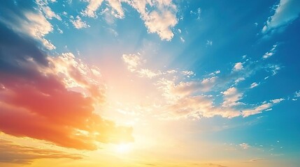 Obraz premium A stunning sunrise with vibrant colors illuminating the sky, creating a peaceful and serene atmosphere for nature lovers.