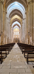 Fototapeta premium Interior of Alcobaca monastery, Mosteiro de Santa Maria de Alcobaca in Portugal. A Medieval Roman Catholic Monastery
