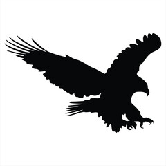 Vector graphic of eagle icon. Eagle logo. Line drawing. Great for car stickers, motorbikes, and t-shirts. Black and White.