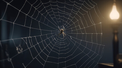 Fototapeta premium Intricate Spider Web Captured in Soft Light