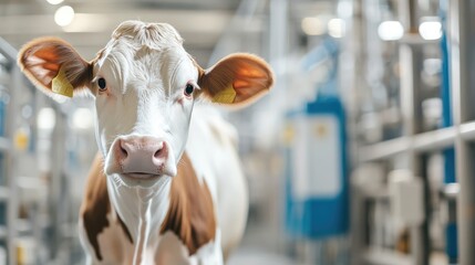 Close-Up of a Dairy Cow in Modern Farm Facility