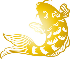 Chinese New Year golden koi fish paper cut window grille