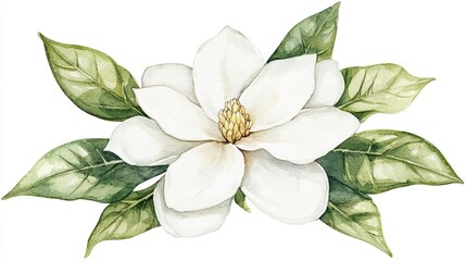 Obraz premium Watercolor clipart of a single gardenia, isolate on white background