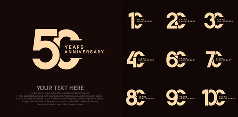 Anniversary logo set vector design, brown color for celebration event